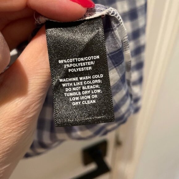 Women's Lafayette 148 Blue and White Cotton Buttondown Size Medium - Picture 5 of 6